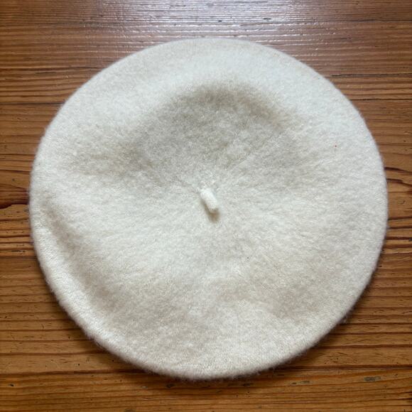 Ivory White French wool beret womens hat SIZE OS - Picture 1 of 4